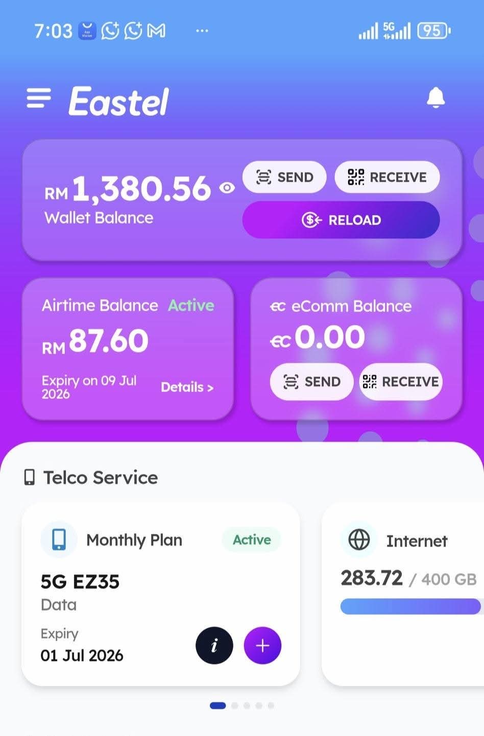 Bukti aktiviti ejen EASTEL — Aktiviti Wallet