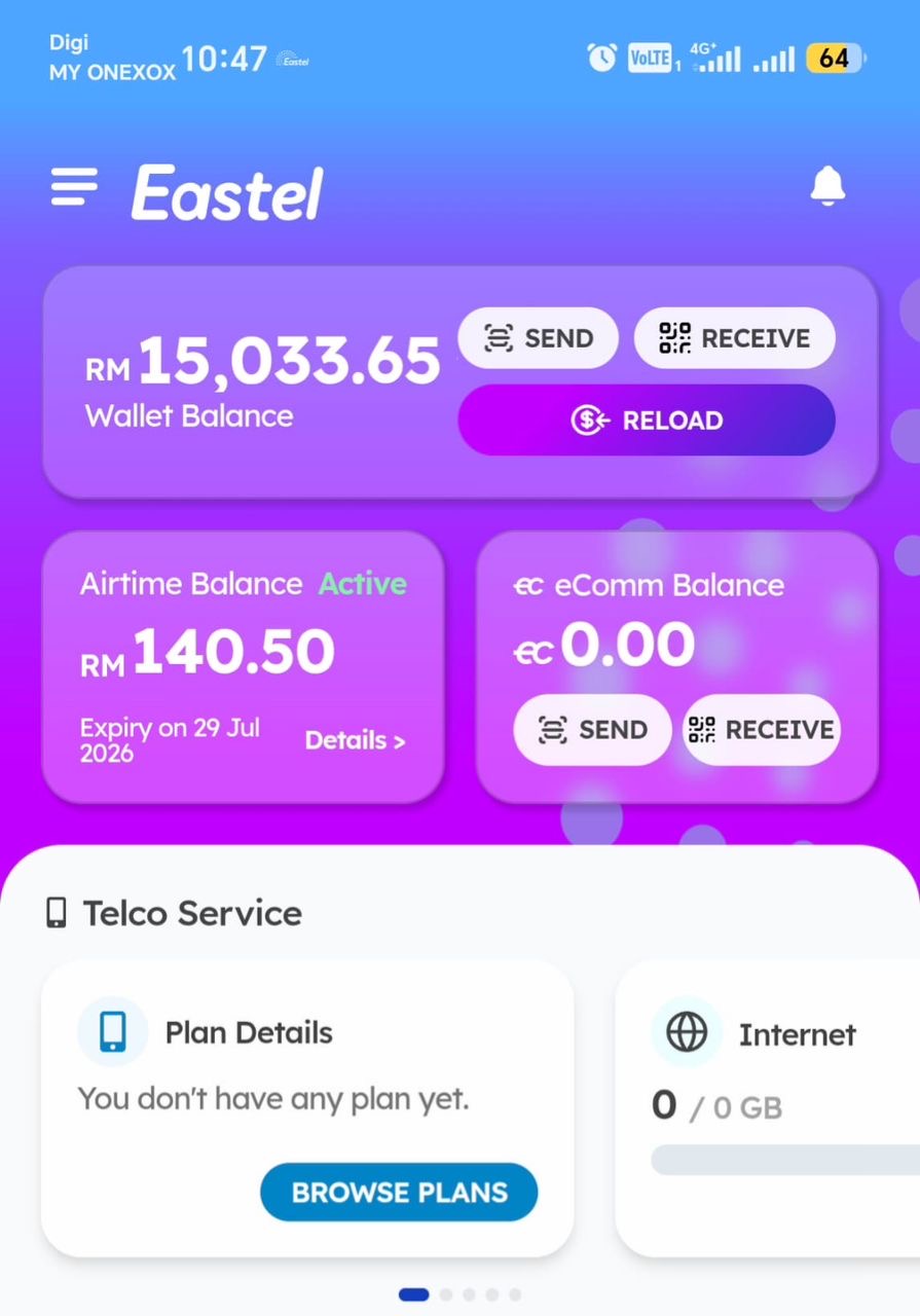 Bukti aktiviti ejen EASTEL — Wallet Ejen Aktif